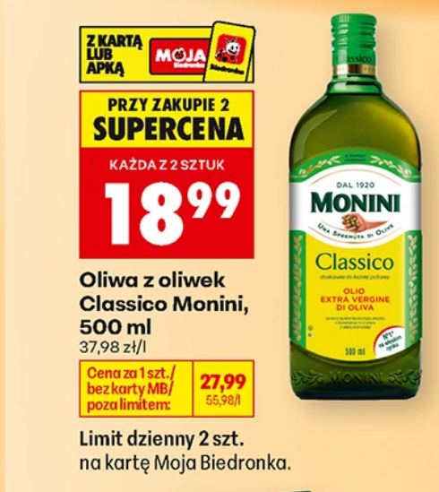 Oliwa z oliwek Classico Monini 500 ML (przy zakupie 2 op.) - Biedronka