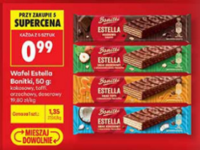 Wafel Estella Bonitki 50g (przy zakupie 5 sztuk) - Biedronka