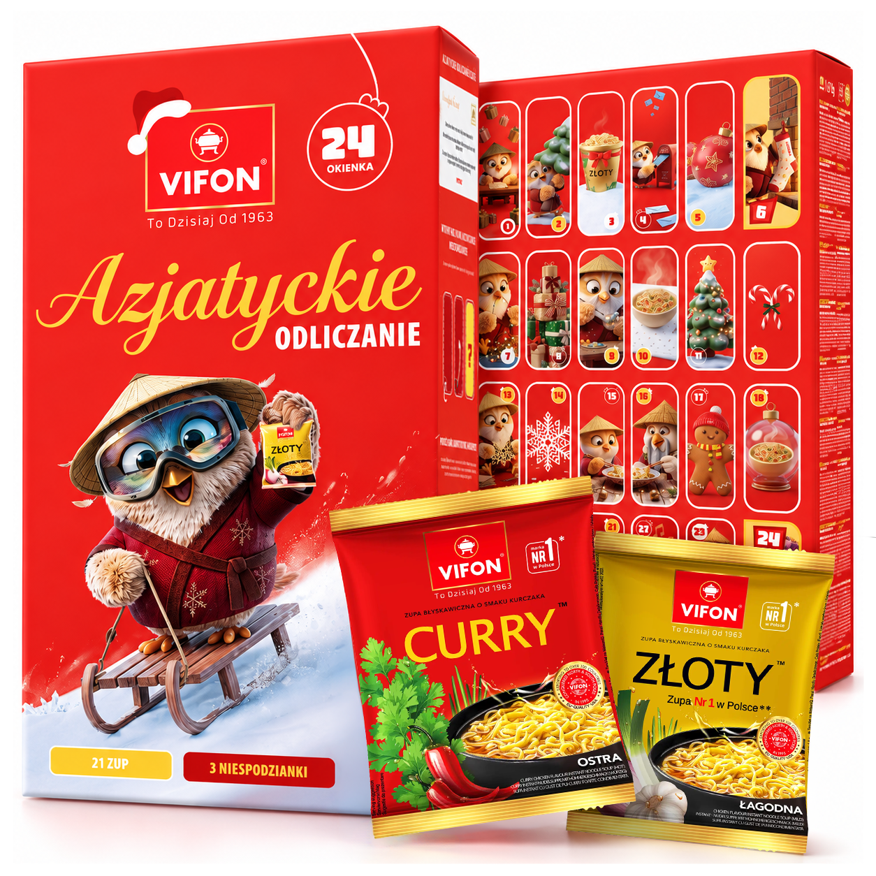 21 ZUP - Kalendarz Adwentowy VIFON 2026 Zupy Instant Azjatyckie Odliczanie Edycja Limitowana