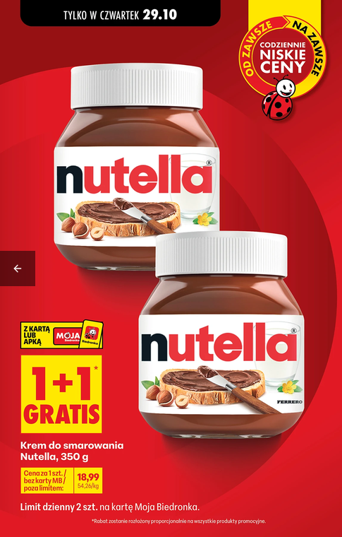 Krem do smarowania NUTELLA 350g (1+1 GRATIS) - BIedronka