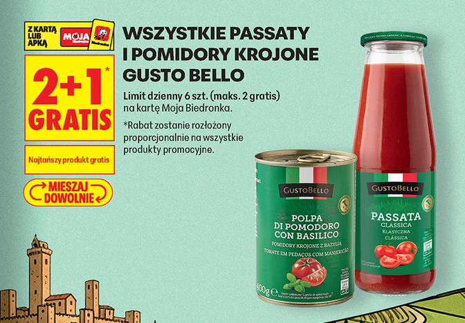 Wszystkie passaty i pomidory krojone GUSTO BELLO (2+1 GRATIS) - Biedronka