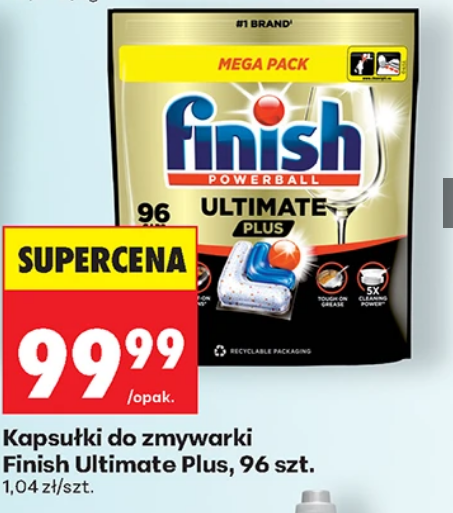 Kapsułki do zmywarki Finish Ultimate Plsu 6 szt. (1+1 GRATIS - ok. 0.50 PLN/szt.) - BIedronka