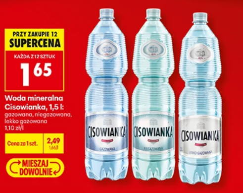 Woda mineralna CISOWIANKA, 1.5 L (przy zakupie 12 op.)