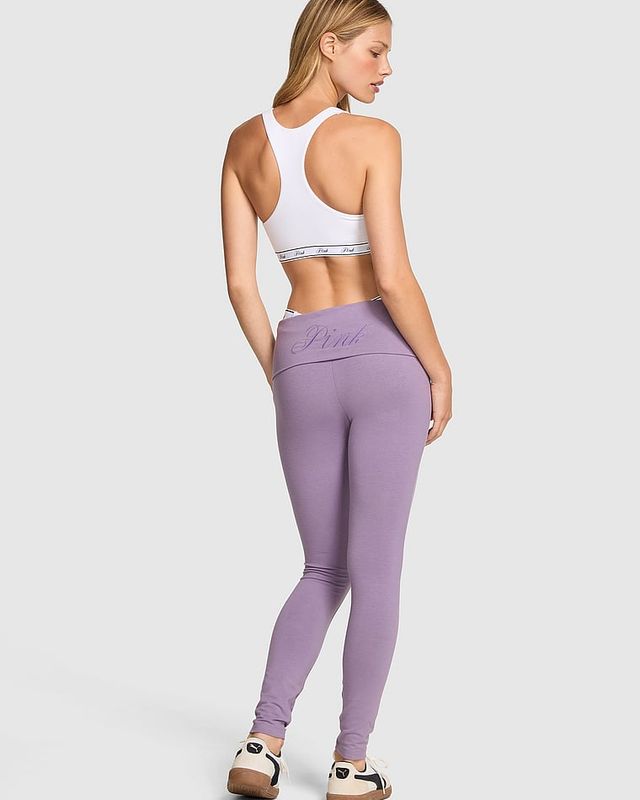 PINK Bawełniane Legginsy All-Day Foldover