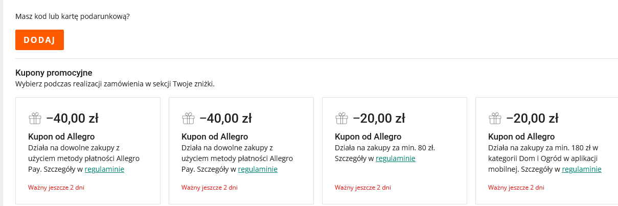 KUPON -20 PLN na zakupy w kategorii Dom i ogród za min. 180 PLN - Allegro