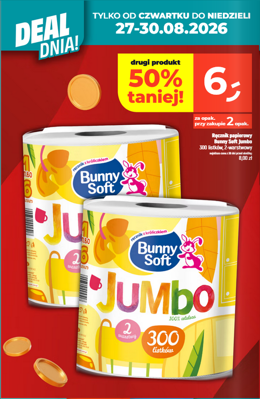 Ręcznik papierowy Bunny Soft JUMBO (przy zakupie 2 op.) - DEALZ