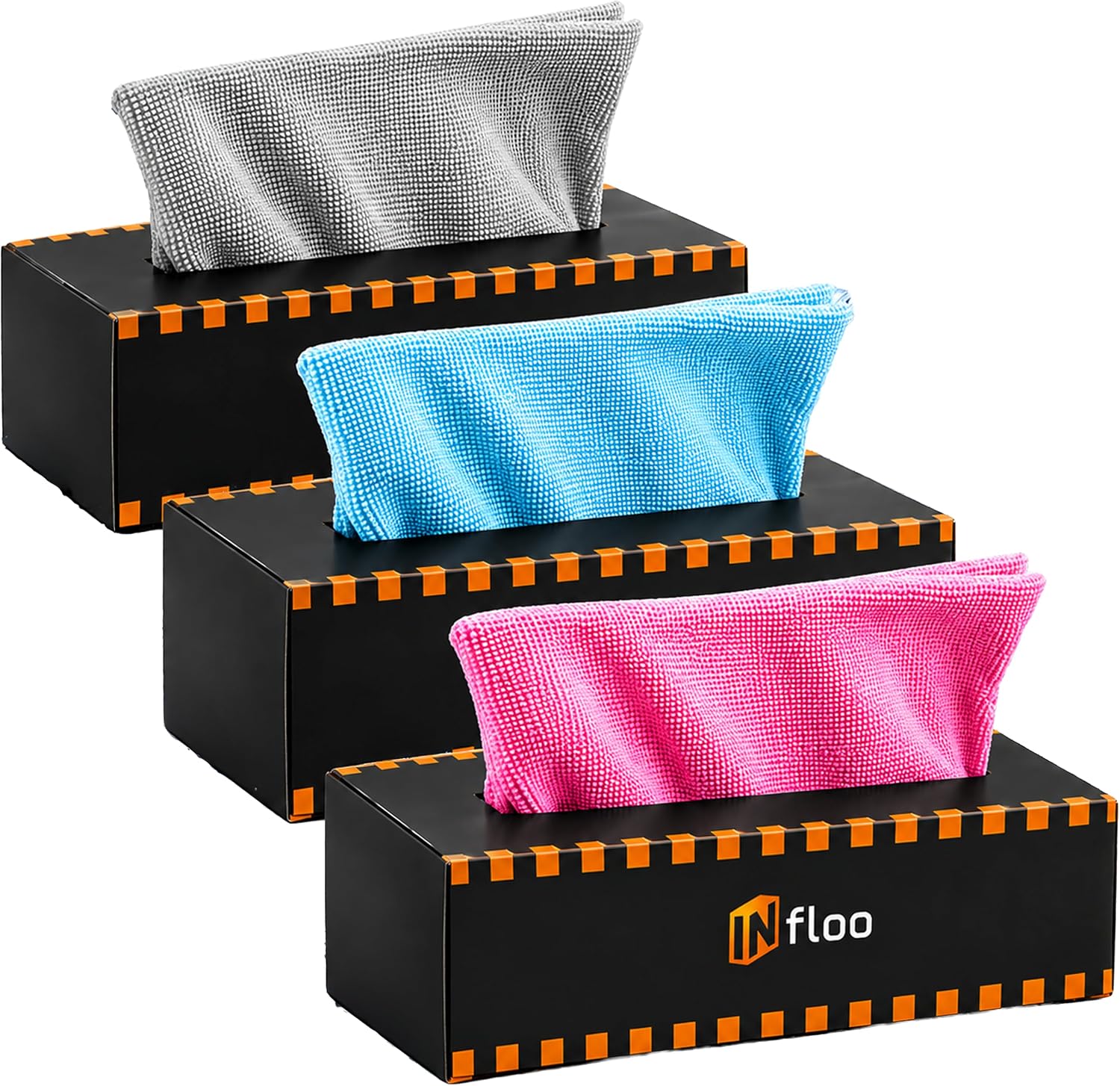 INfloo Ściereczki z Mikrofibry w Pudełku – 20 Sztuk 20x20 cm (różne kolory) - 3 pudełka za 39 PLN (opis)