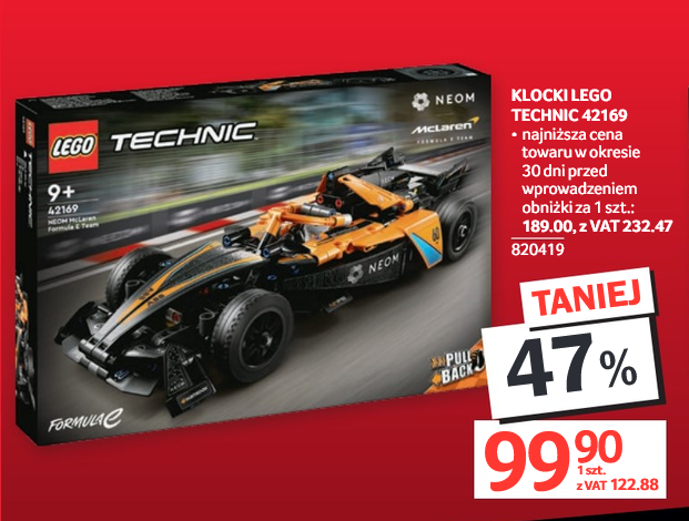 LEGO Technic NEOM McLaren Formula E Race Car 42169 (99.90 PLN netto dla firm) - SELGROS