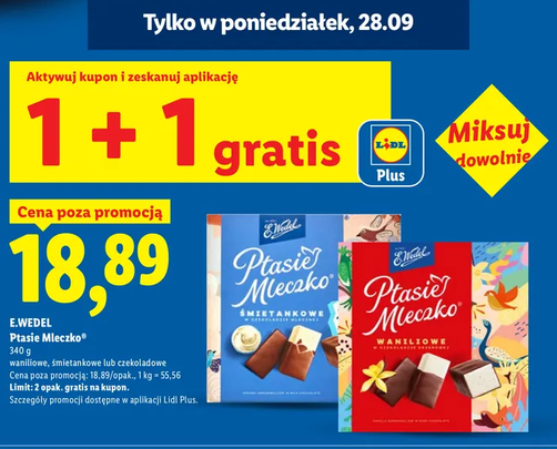 E WEDEL Ptasie Mleczko 340g (1+1 GRATIS) - LIDL