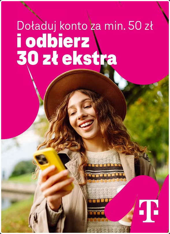 Doładuj konto za min. 50 PLN i odbierz 30 PLN ekstra - T-Mobile i Heyah na kartę