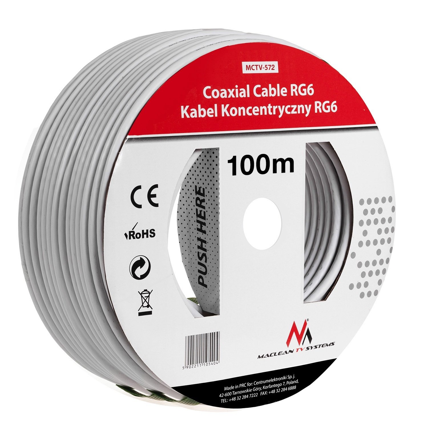 Maclean MCTV-574 Kabel Satelitarny Antenowy 25 m Koncentryczny RG6 1.0CSS SAT AV (100 M w opisie)