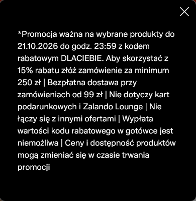 RABAT -15% na wybrae produkty za min. 250 PLN - Zalando