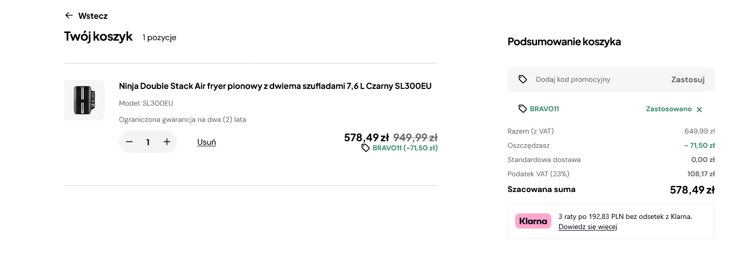 Ninja Double Stack Air fryer pionowy z dwiema szufladami 7,6 L Czarny SL300EU