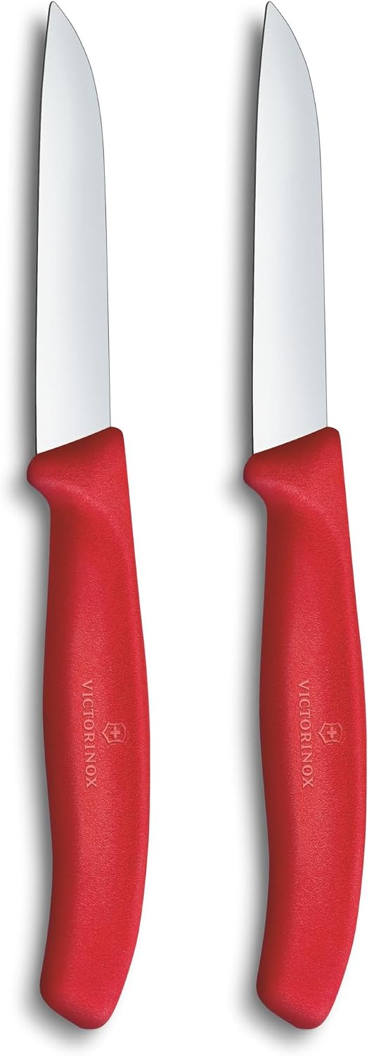 2 SZTUKI - Victorinox Swiss Classic nóż do obierania ząbkowane ostrza bardzo ostre 8 cm czerwona