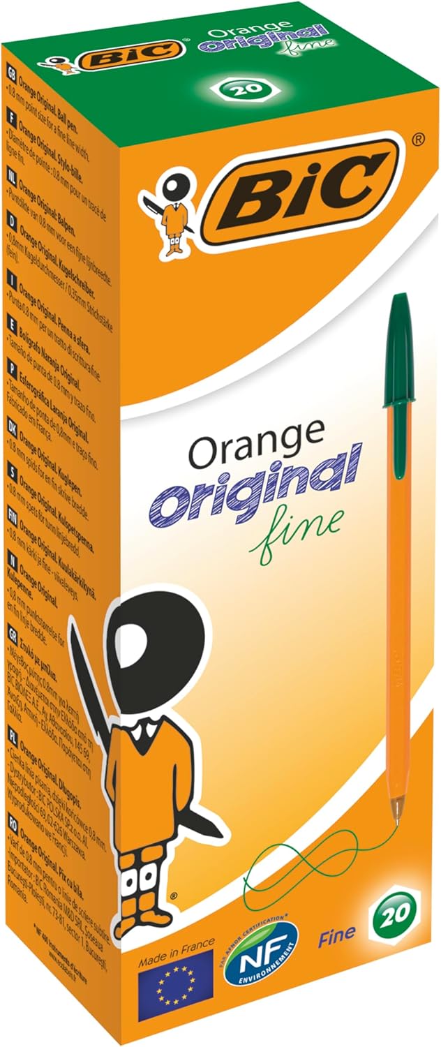 20 SZTUK - BIC Orange Original Fine Długopis zielony Pudełko