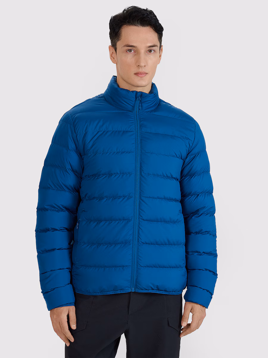 Kurtka puchowa z wypełnieniem naturalnym męska - turkusowa rozm. S L XL XXL
