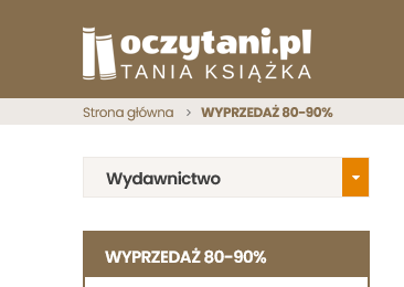 WYPRZEDAŻ - 80-90% na OCZYTANI.PL (dyży wybór tanich książek)