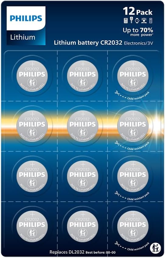 12 sztuk Philips Baterie litowe CR2032, 3V