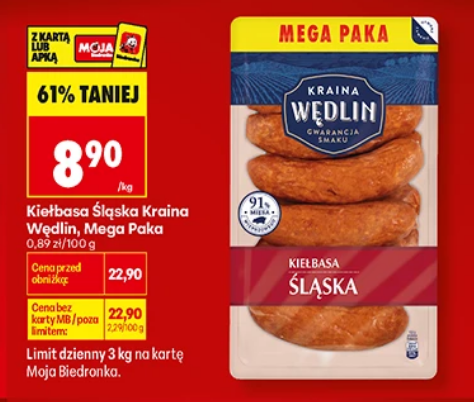 Kiełbasa śląska KRAINA WĘDLiN, Mega Paka, 1 KG