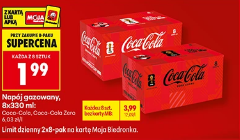 Napój gazowany Coca-Cola, Coca-Cola Zero, 8x330ml (przy zakupie 8-paku)