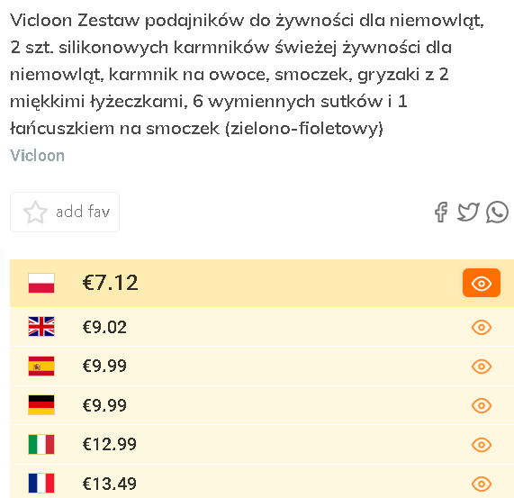 Zestaw podajników do żywności dla niemowląt Vicloon