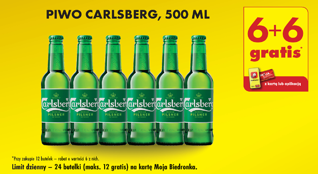 promocje piwa w Biedronce Carlsberg 6+6 gratis