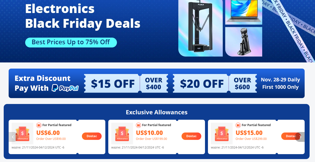 Promocja Elektroniki Banggood Black Friday 2024