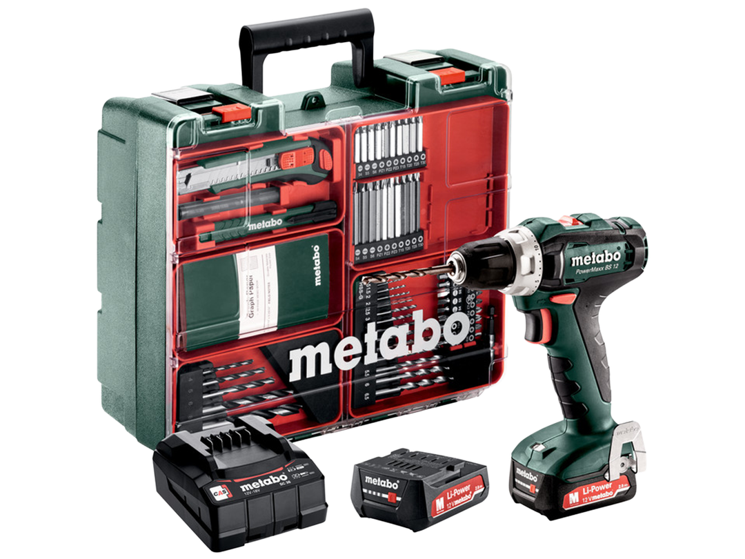 Akumulatorowa wiertarko-wkrętarka Metabo PowerMaxx | 2x 2.0 Ah Akumulator | Ładowarka