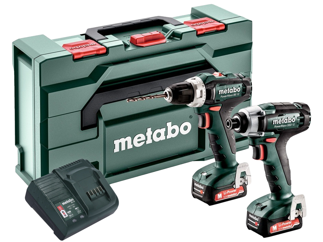 Zestaw Combo 2.7.1 Metabo | PowerMaxx BS 12 PowerMaxx SSD 12 (wkrętarka + klucz udarowy) | metaBOX 145
