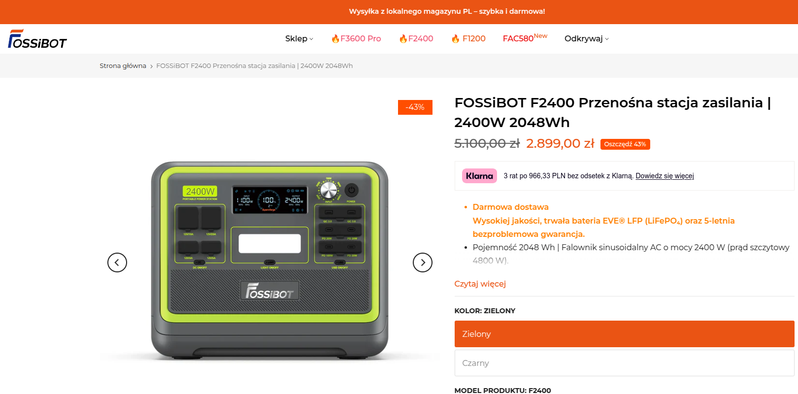 Cena u sprzedawcy FossiBot F2400