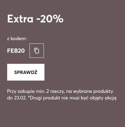 Kod rabatowy na -20% w eobuwie przy zakupie min 2 rzeczy