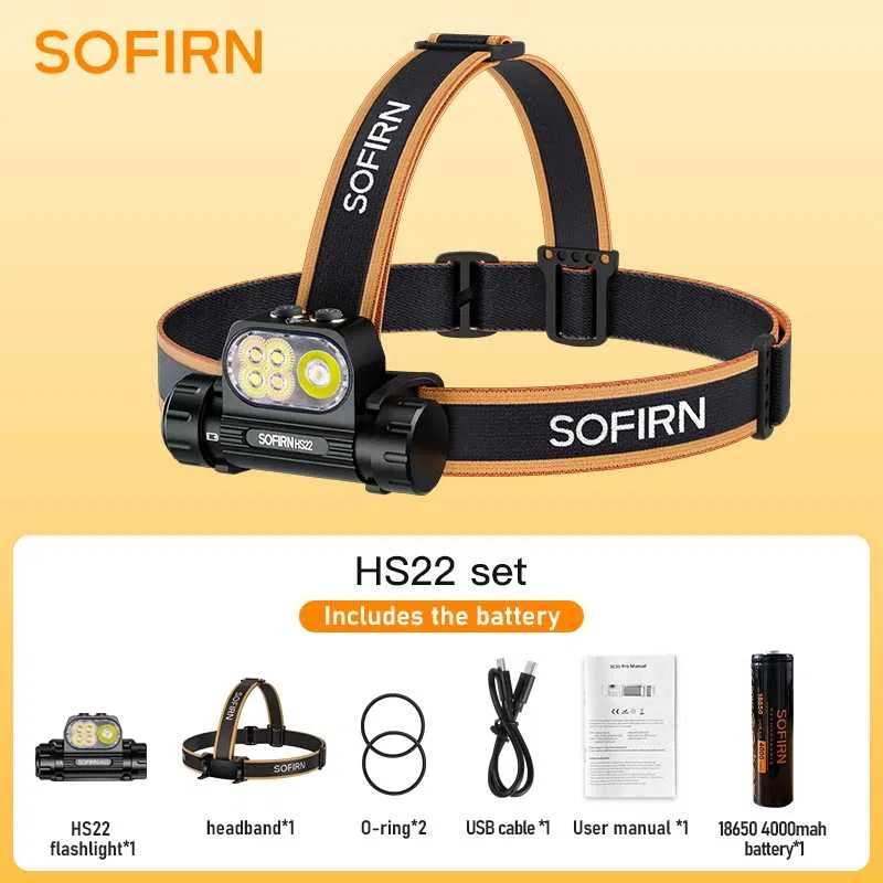 Latarka czołowa Sofirn HS22 (wysyłka z Polski) - moc 2500lm, zasięg 260m, akumulator 4000mAh, płynna regulacja barwy 3000-6500K