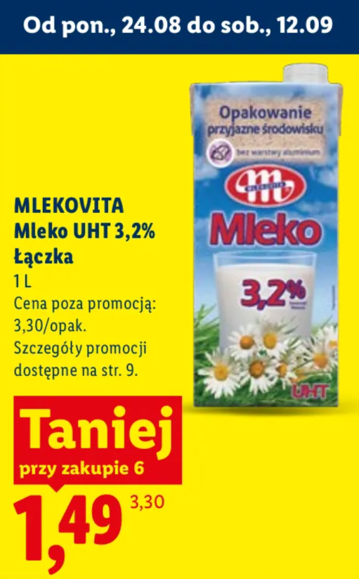 Mleko UHT Mlekovita 1 L 3,2% w Lidlu przy zakupie 6