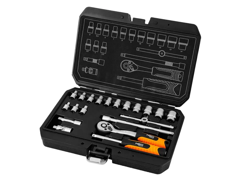 Neo Tools Zestaw kluczy nasadowych 1/4" - 20 elemenów