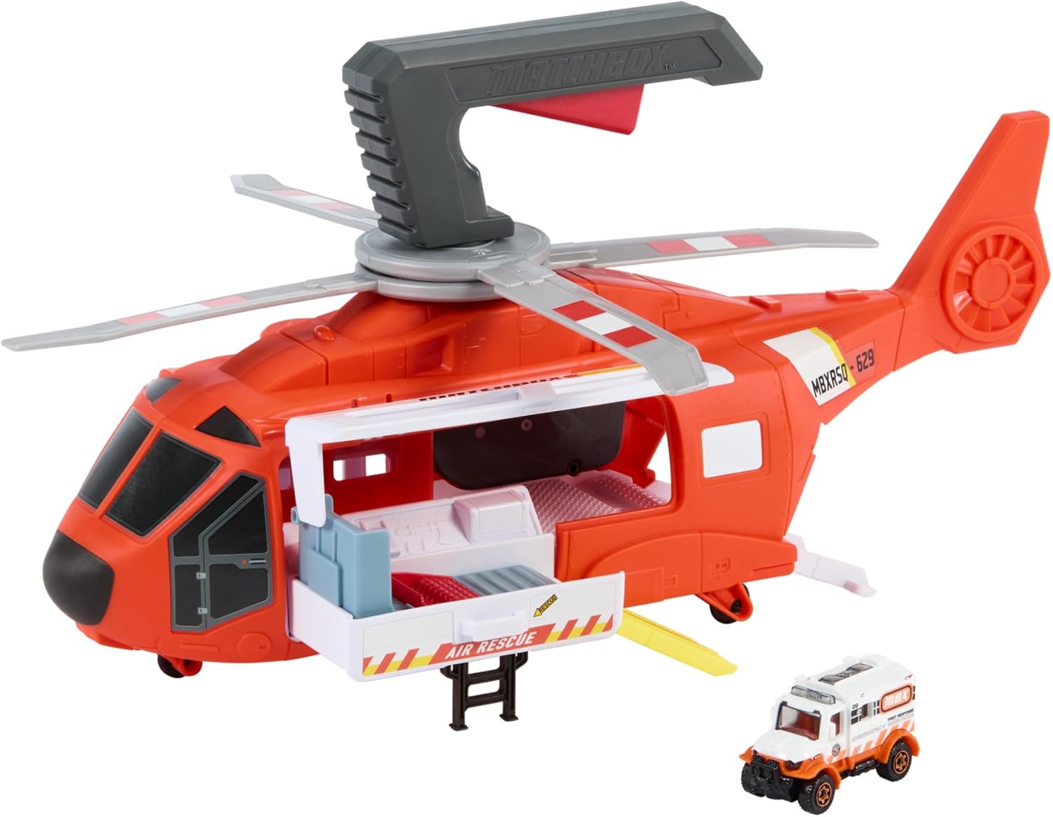 MATCHBOX DUŻY HELIKOPTER RATUNKOWY + AUTKO KARETKA WCIĄGARKA RUCHOME ŚMIGŁO