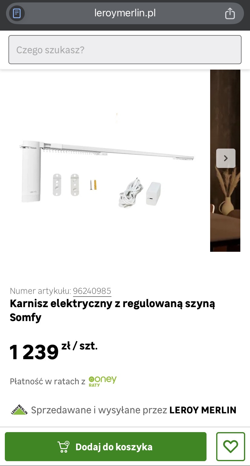 Karnisz elektryczny Somfy