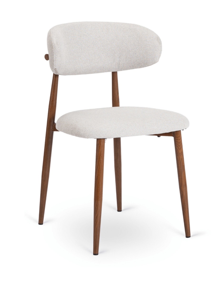 Krzesło Kuchenne Tapicerowane Do Jadalni Salonu Szare Orzechowe FLAVIO