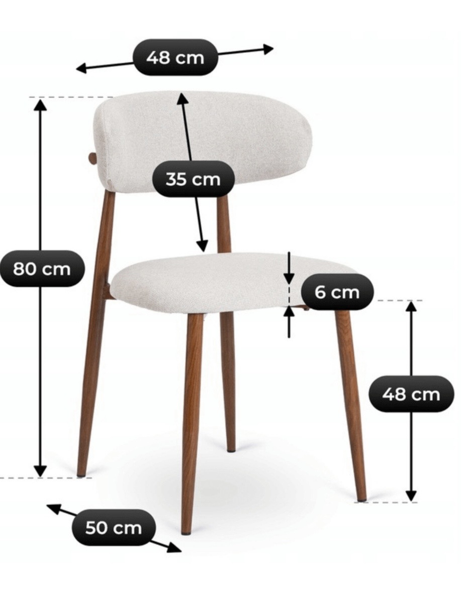 Krzesło Kuchenne Tapicerowane Do Jadalni Salonu Szare Orzechowe FLAVIO