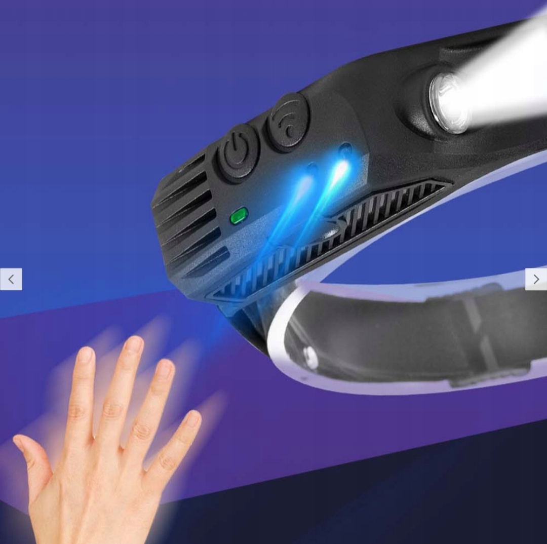 Mocna latarka czołowa 2 paski led