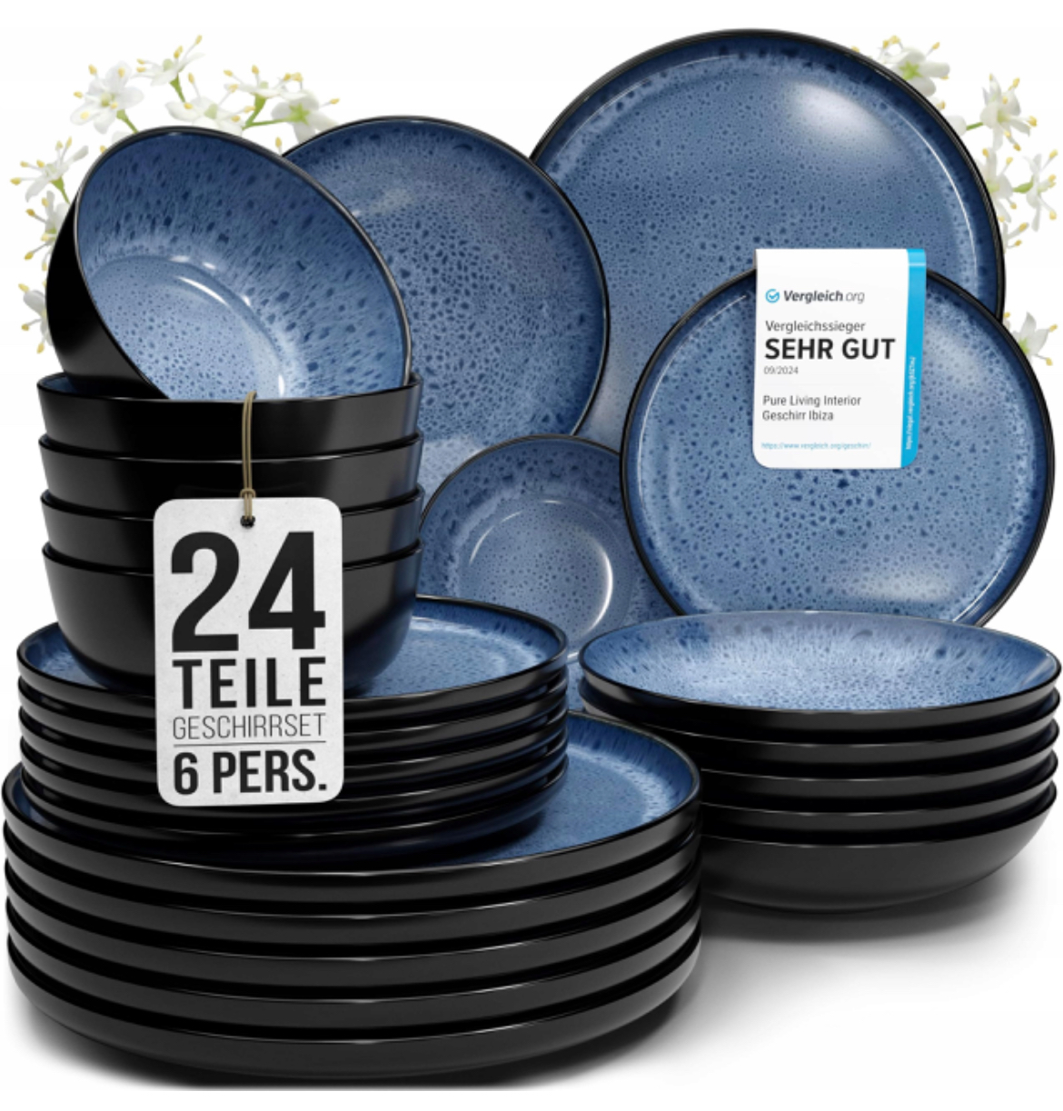 Zestaw Naczyń 24-częściowy dla 6 osób wykonanie z kamionki