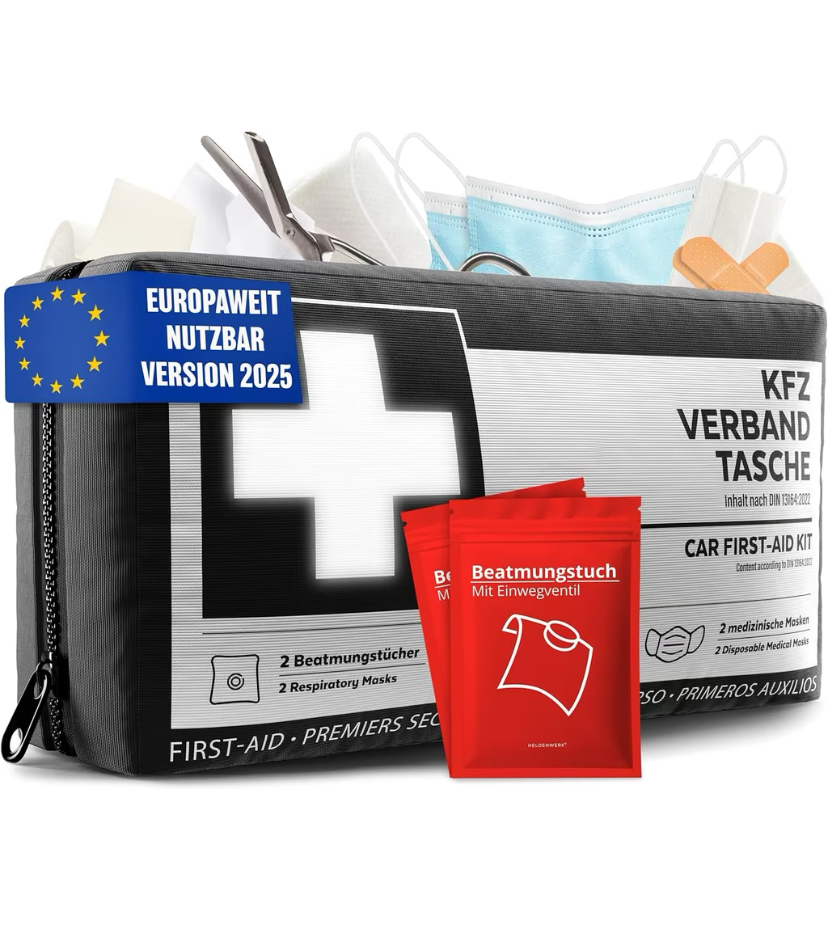 Apteczka samochodowa pierwszej pomocy z normą Europejską.