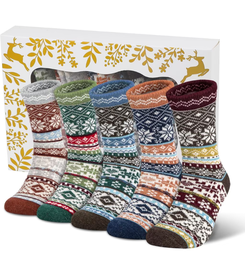 5 par grubych damskich skarpet z wełną merino