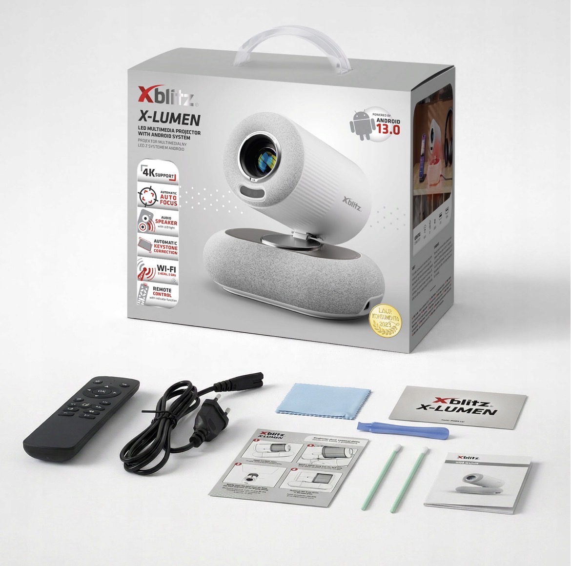 Projektor Xblitz X-Lumen Full HD Android 13 Wi-Fi Auto Focus