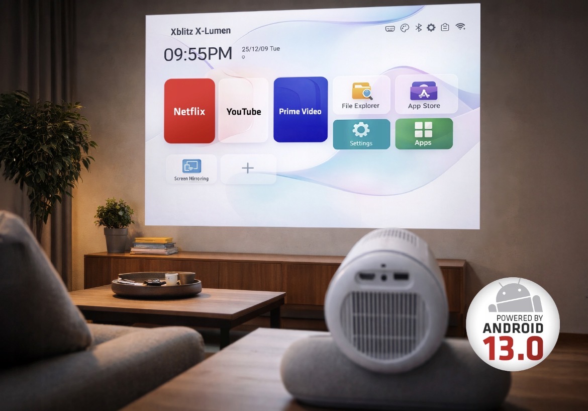 Projektor Xblitz X-Lumen Full HD Android 13 Wi-Fi Auto Focus