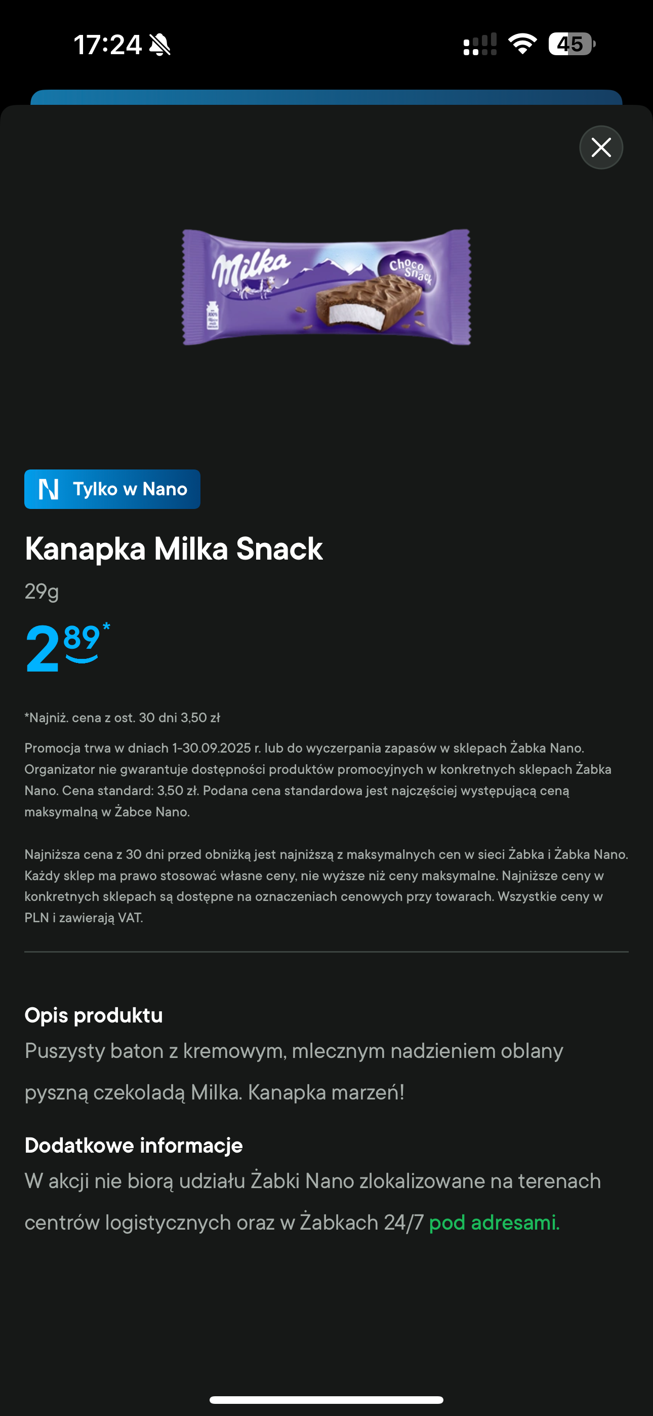 Kanapka Milka Snack