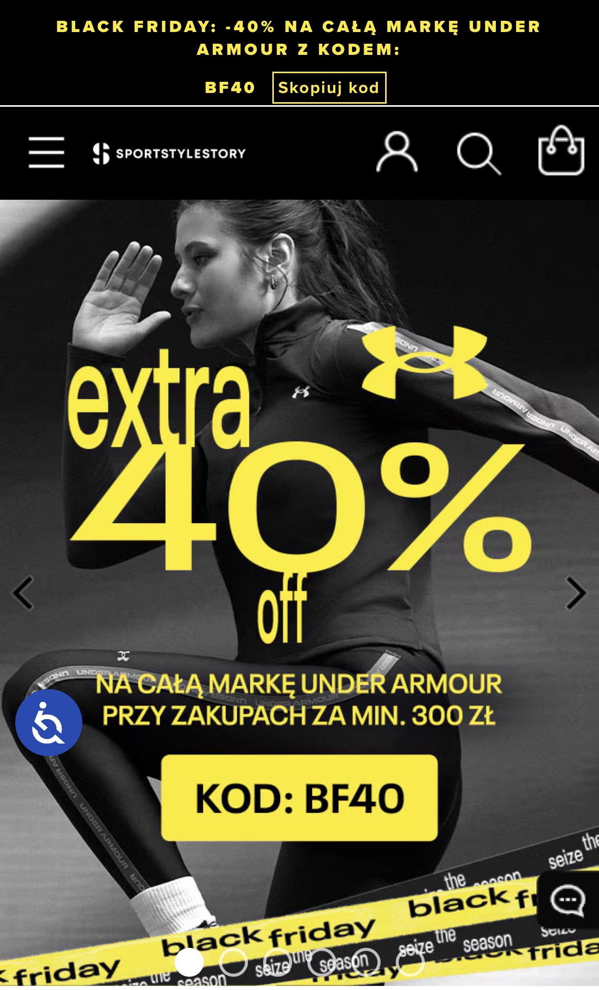 40% rabatu na markę Under Armour