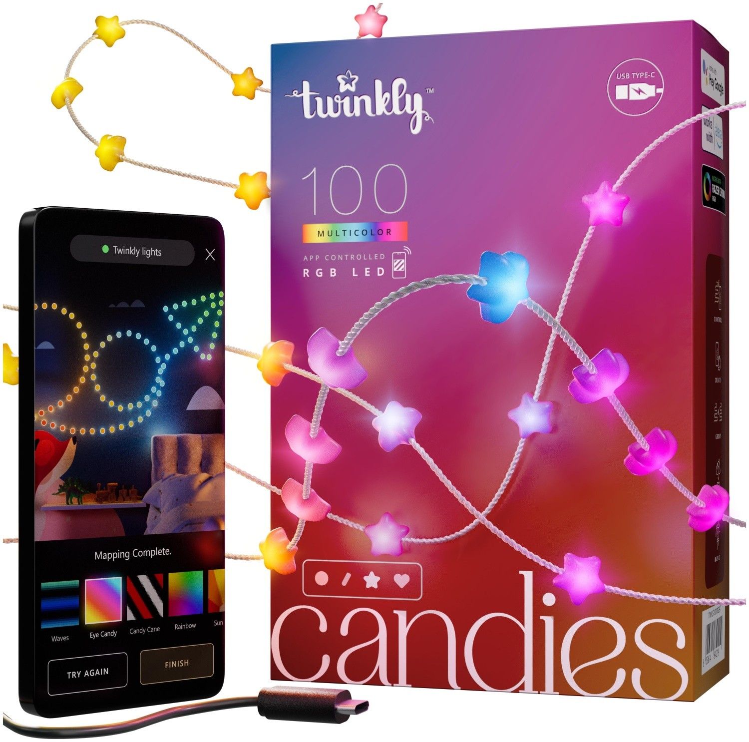 Lampki Choinkowe w kształcie świec Twinkly Candies LED (100 diod)