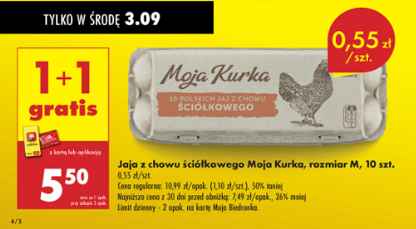 Jaja z chowu ściółkowego Moja Kurka rozmiar M 20 sztuk 2x (10 sztuk) 1+1 gratis