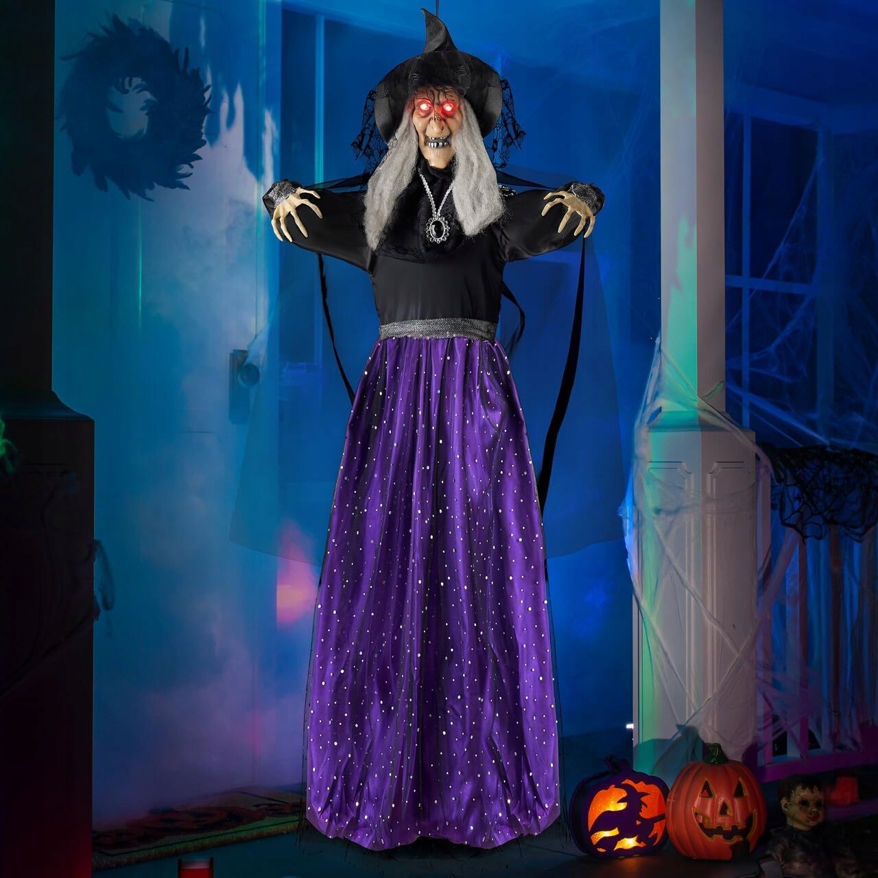 JOYIN 47" Animowana Wiedźma Halloween Dekoracja Dźwięk Ruchoma