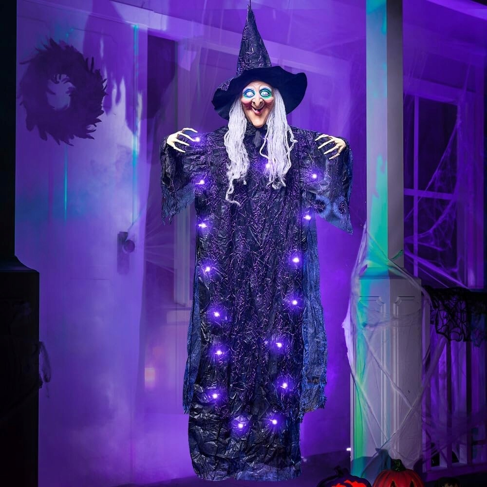 JOYIN 72" gadająca wiedźma na Halloween z podświetlanymi oczami